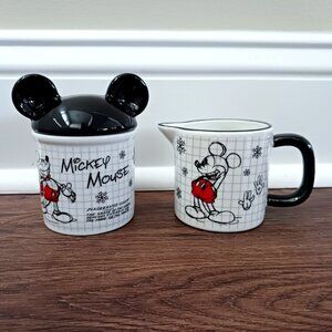 Disney Christmas Holiday Mickey Mouse Sketchbook Cream & Sugar Set Snowflake
